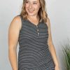 * Michelle Mae Addison Henley Tank Charcoal W/White Stripes Wholesale