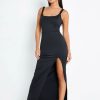 * Solado Square Neck Sleeveless Split Hem Maxi Dress Black Clearance