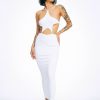 * Solado Star Shape Halter Neck Backless Maxi Dress White Clearance