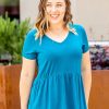 * Michelle Mae Sarah Ruffle Top Teal Blue Wholesale