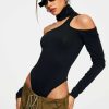 * Solado High Neck Cold Shoulder Long Sleeve Bodysuit Black Best