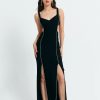 * Solado Cut Out Rhinestone Decor Split Hem Maxi Dress Black Wholesale