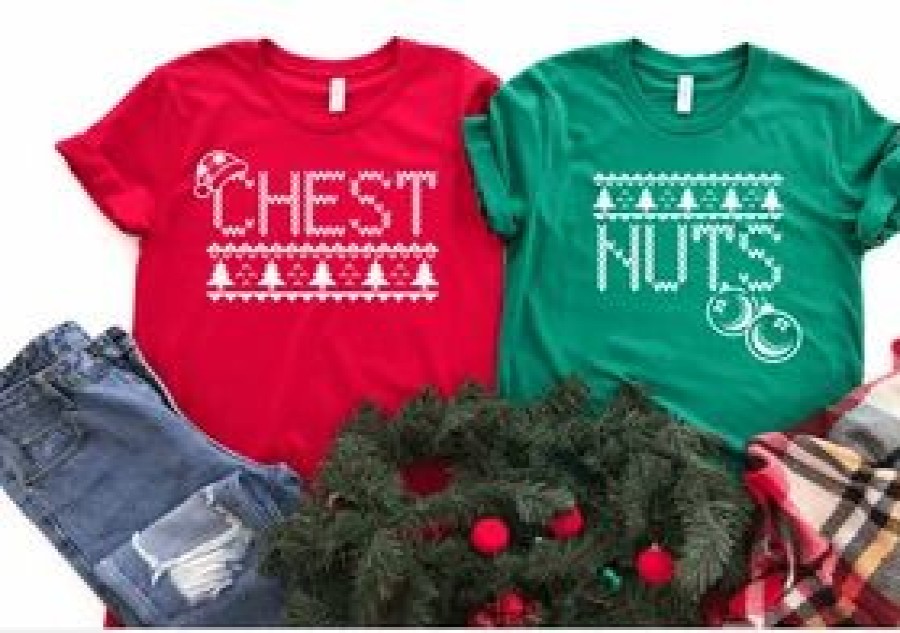 * Rogue Society Apparel Chest Nuts Couples Christmas Tee Hot