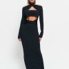 * Solado Halter Neck Cut Out Long Sleeve Maxi Dress Black Clearance