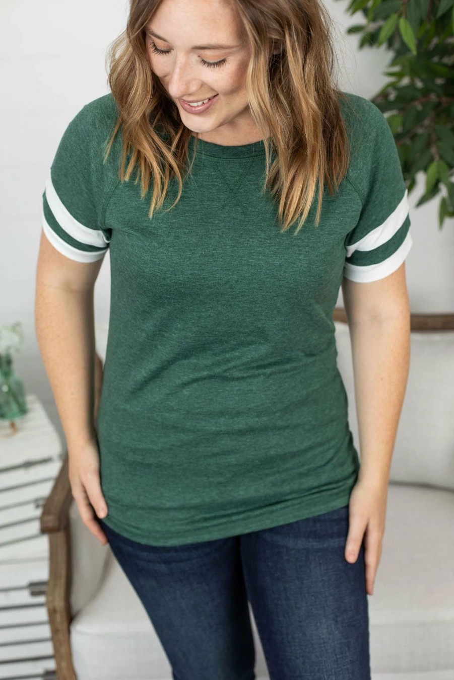 * Michelle Mae Kylie Track Tee Green And White Best