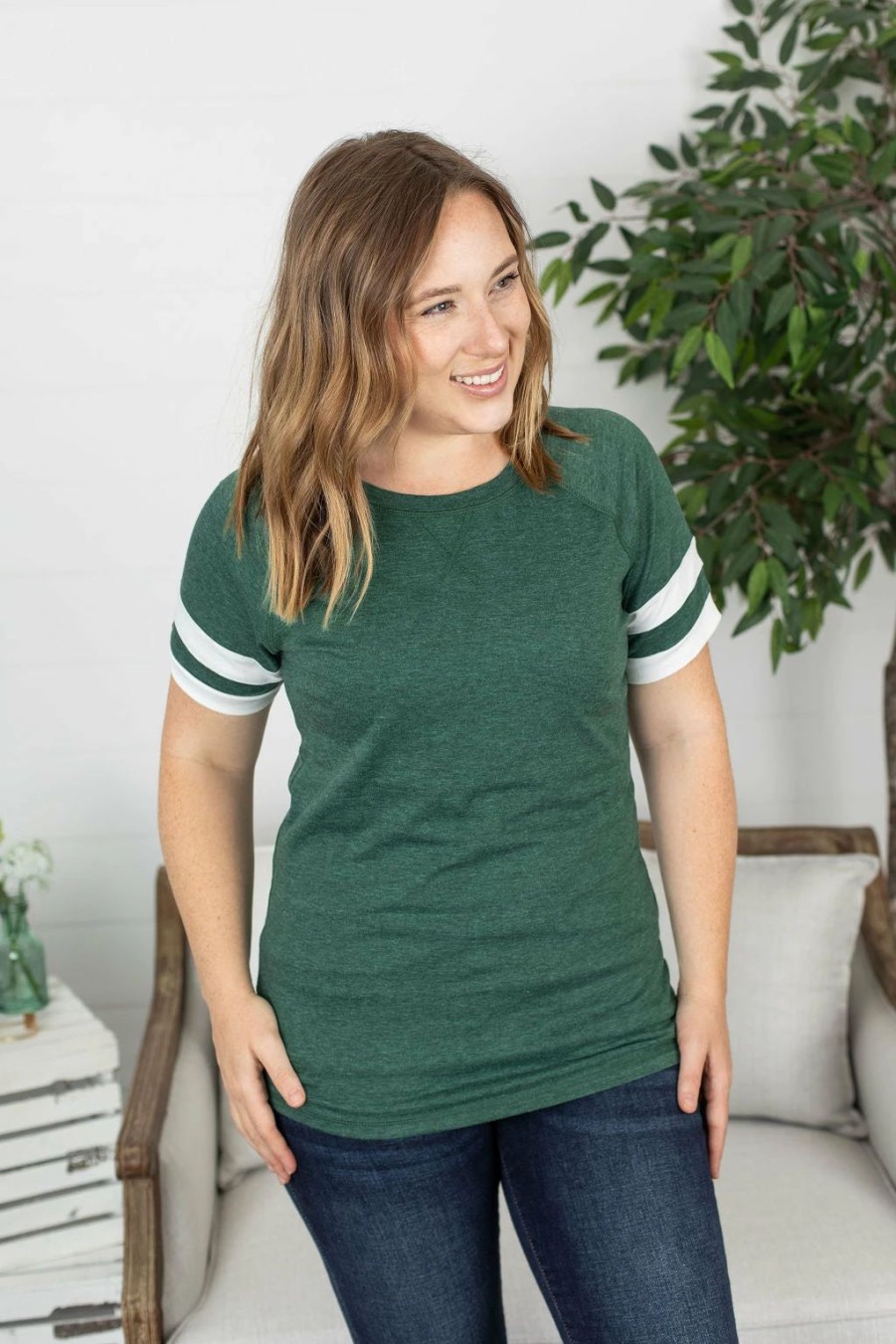 * Michelle Mae Kylie Track Tee Green And White Best