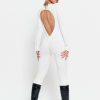 * Solado Open Back Seam Detail Long Sleeve Jumpsuit White Best