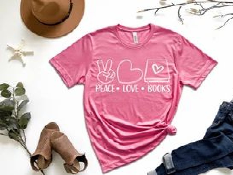 * Rogue Society Apparel Peace Love Books Tee New