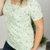 * Michelle Mae Sophie Classic Pocket Tee Green Ditsy Floral Wholesale