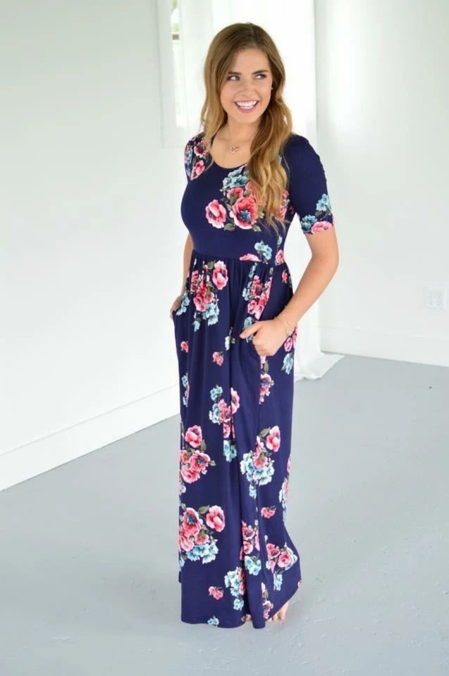 * Rogue Society Apparel Navy Floral Maxi With Option New