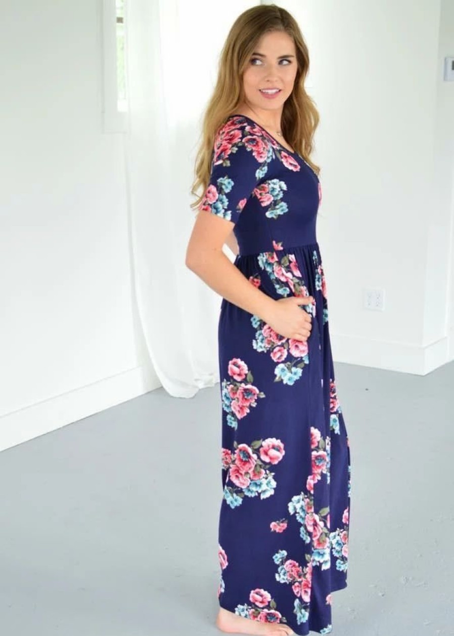 * Rogue Society Apparel Navy Floral Maxi With Option New