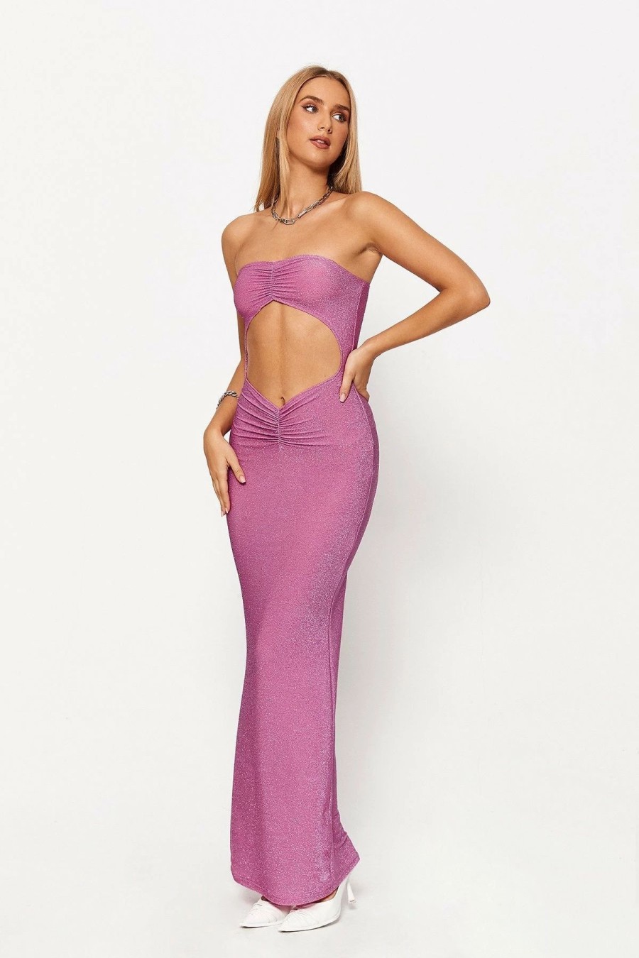 * Solado Cut Out Ruched Bodycon Tube Maxi Dress Orchid Online