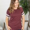 * Michelle Mae Kylie Track Tee Burgundy And White Hot