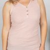 * Michelle Mae Addison Henley Tank Blush Pink W/White Stripes Best