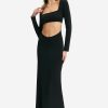 * Solado Square Neck Cut Out Long Sleeve Maxi Dress Black Clearance