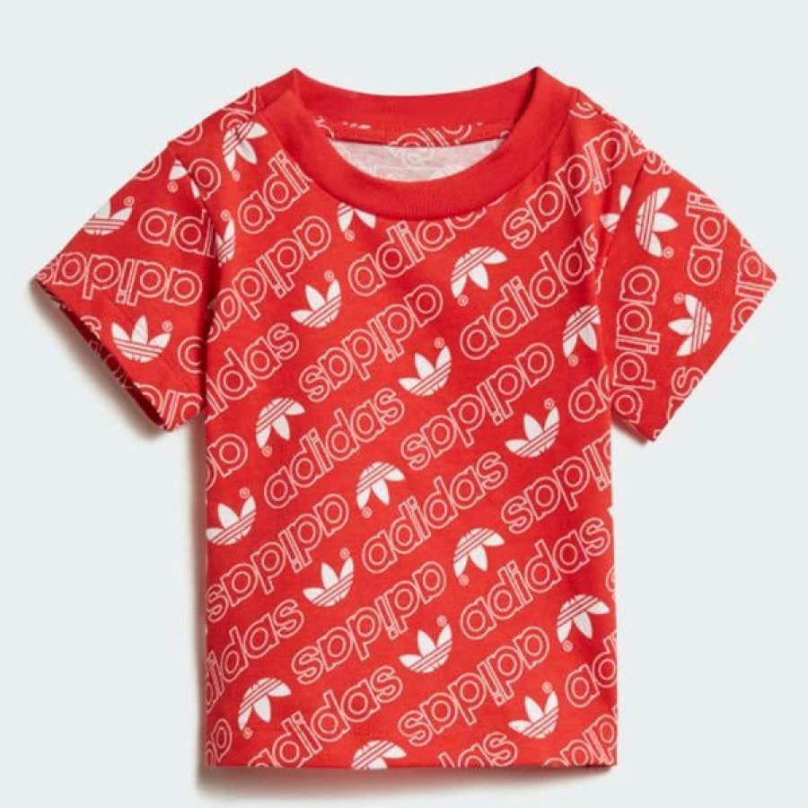 * Adidas Originals Trefoil Kids Monogram Tee Collegiate Red/White Online