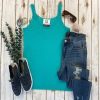 * Michelle Mae Lexi Lace Tank Teal Clearance