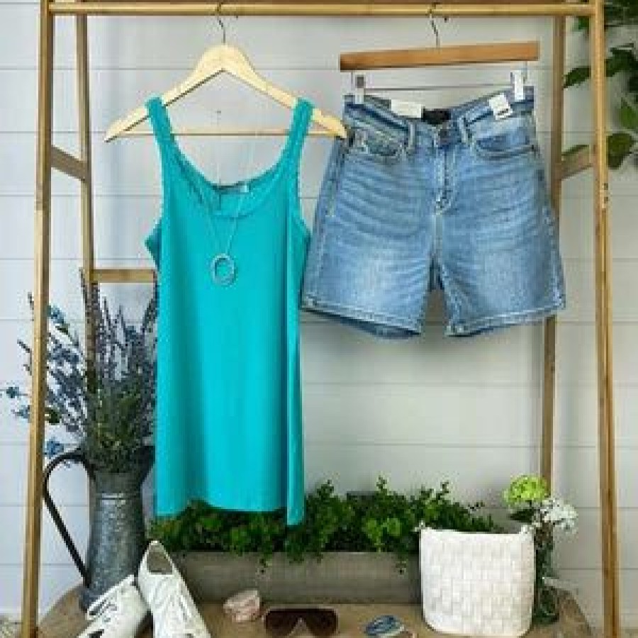 * Michelle Mae Lexi Lace Tank Teal Clearance