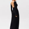 * Solado Open Back Flared Sleeve Cinched Waist Maxi Dress Black Clearance