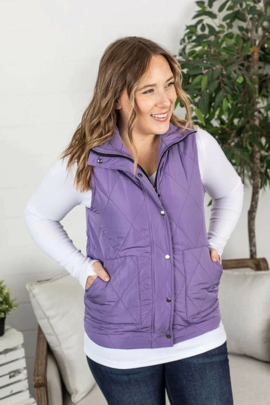 * Michelle Mae Remy Zip Up Vest Bright Purple Clearance