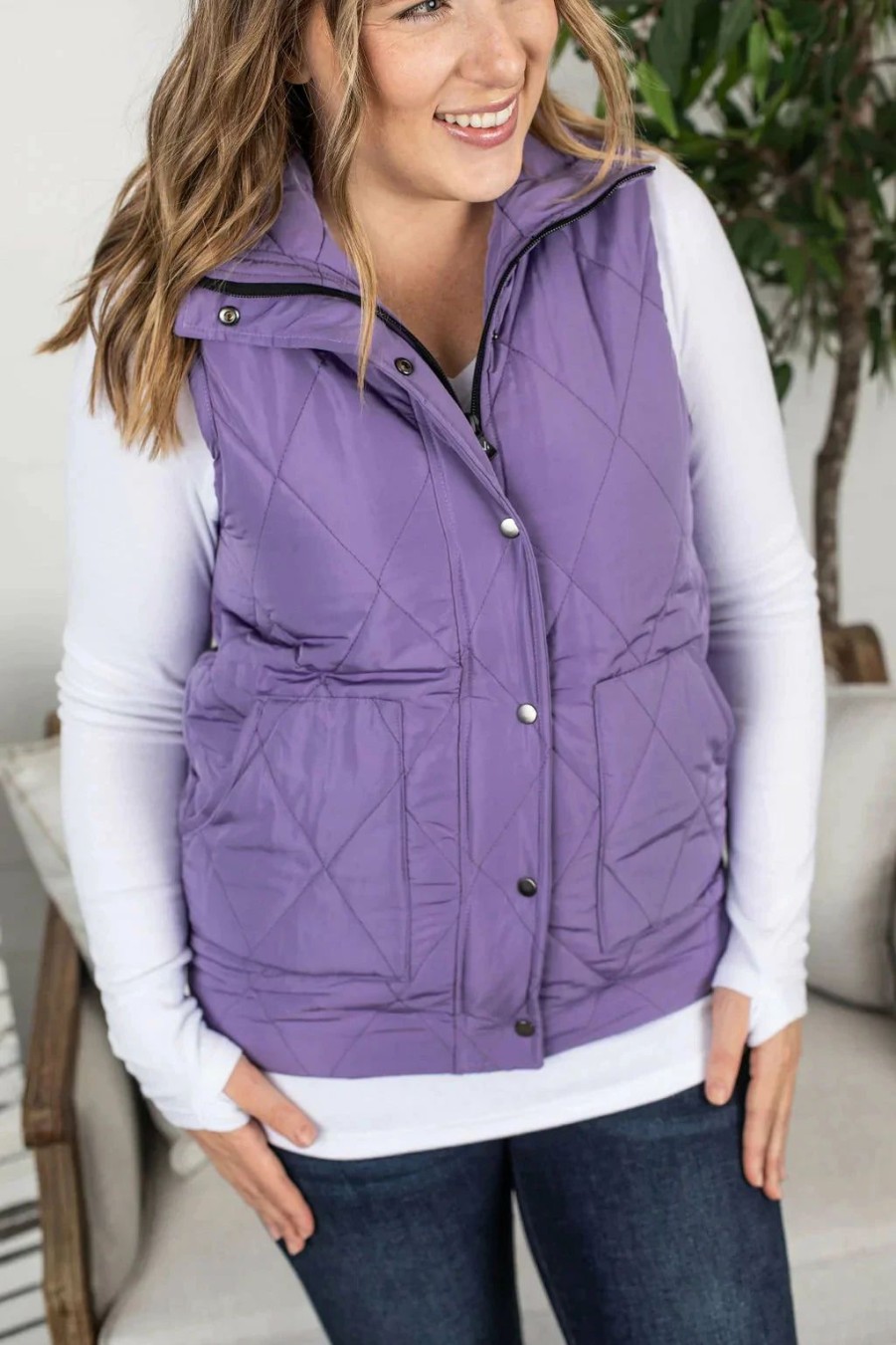 * Michelle Mae Remy Zip Up Vest Bright Purple Clearance