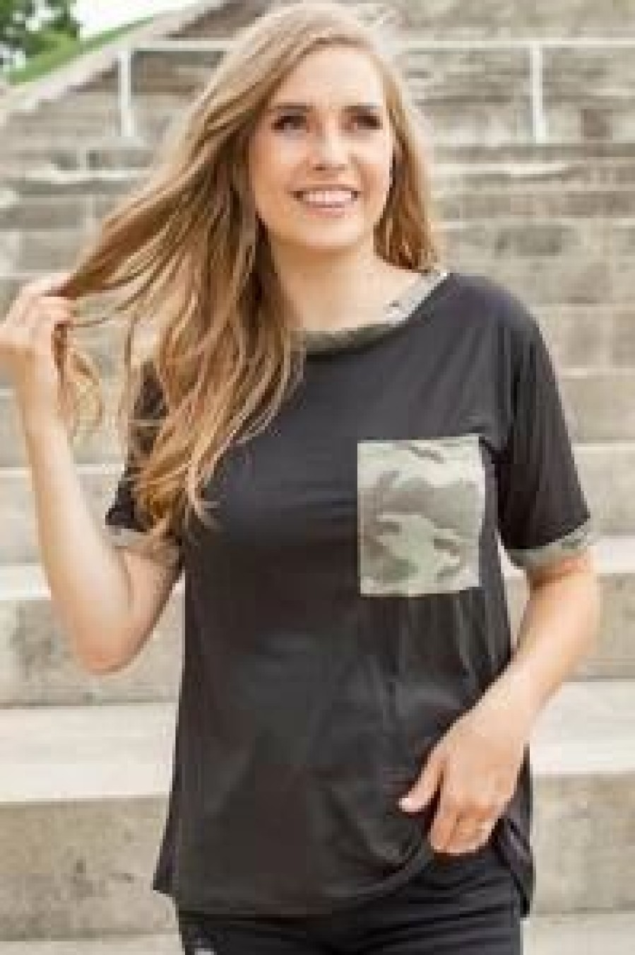 * Rogue Society Apparel Camo Pop Tee | Black New