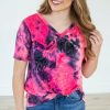 * Rogue Society Apparel Slouchy Pocket Tee | Hot Pink Tie Dye Best