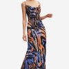 * Solado Cowl Neck Abstract Print Backless Maxi Dress Black Hot