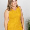 * Michelle Mae Addison Henley Tank Mustard W/White Stripes Hot