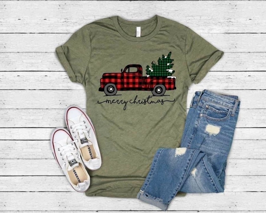 * Little Bear Boutique Hauling The Christmas Tree Tee Wholesale